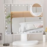 Miroir de maquillage lumineux XL avec éclairage LED 35, écran tactile dimmable et miroir grossissant 10x