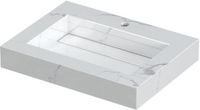 Wastafel INK Pitch Wastafel Keramische Slab Bak met Drain en Front en Side Skirts 1 Kraangat - 600x450x90 mm - Statuario Glans