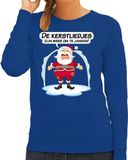 Bellatio Decorations Foute Kersttrui - kerstliedjes zijn weer om te janken - Hekel aan kerstliedjes - blauw - dames M