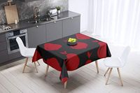 Bonamaison Tafelkleed, Anti-Mold, Sneldrogend, Waterdicht, 100% Polyester Tafellaken, rood Zwart, 140 x 140 Cm