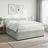 vidaXL Boxspringbed met matras, lichtgrijs, 140 x 190 cm, fluweel
