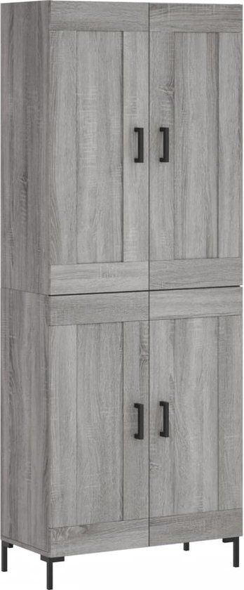 vidaXL Hoge kast 69,5x34x180 cm bewerkt hout grijs sonoma eikenkleurig