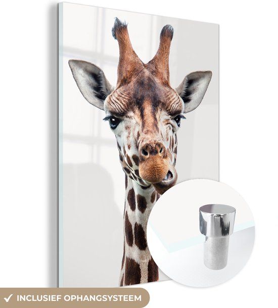 MuchoWow® Glass Painting 30x40 cm - Acrylic Glass Painting - Giraffe - Animals - Portrait - Kids - Photo on Glass
