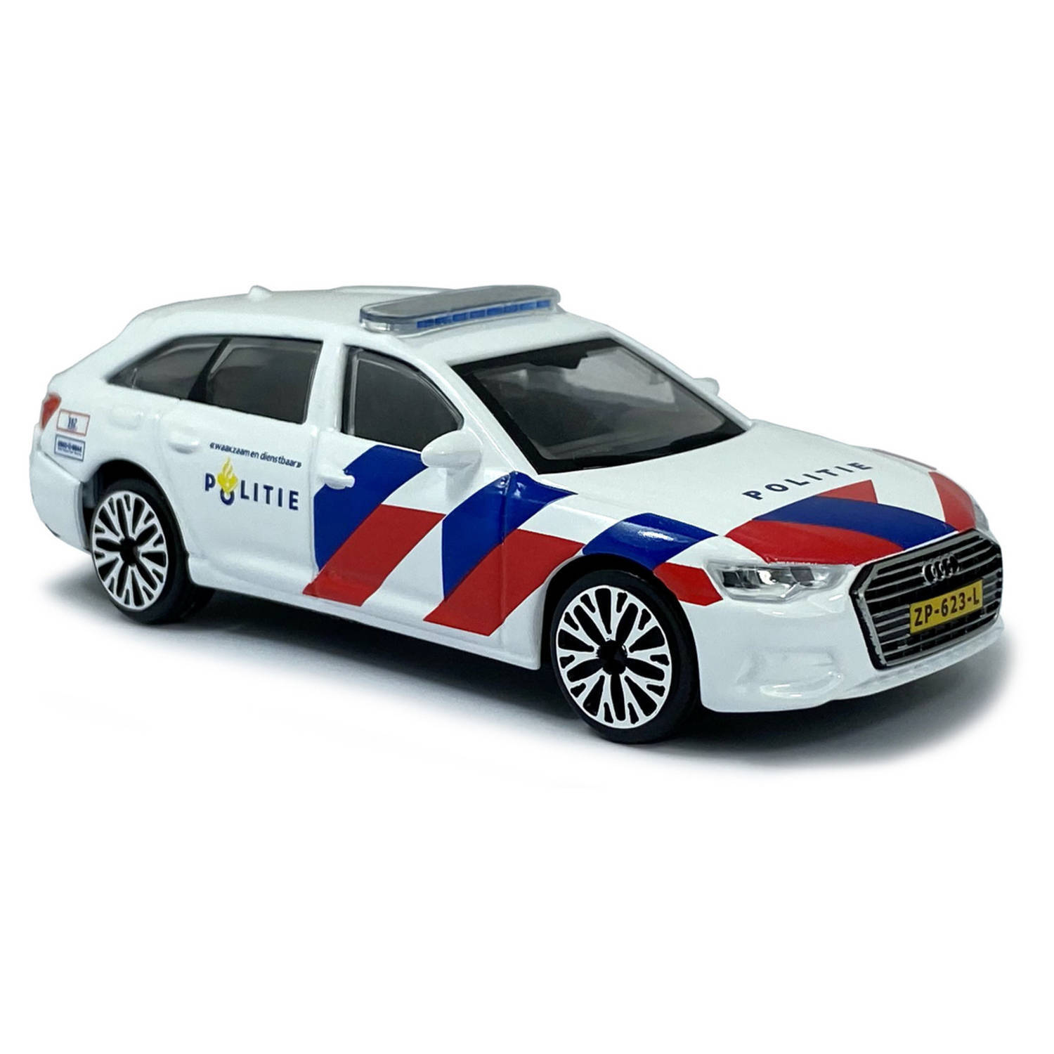 Bburago Audi A6 Politie 2019 wit/blauw/rood schaalmodel schaalmodel - 12 cm - schaal 1:43