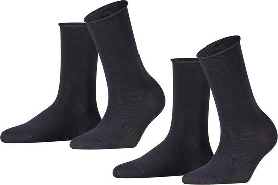 FALKE Happy 2-Pack eenkleurig katoen multipack sokken dames blauw - maat 35-38