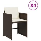 VidaXL Tuinstoel Terras Gecapitonneerde zitting Polyrattan, Staal Crème, Wit