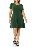 Amazon Essentials Dames Verzamelde Korte Mouwen Ronde Hals Shift Jurk