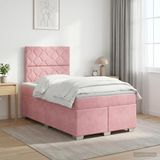 vidaXL Boxspringbed met matras Roze 120 x 200 cm Fluweel