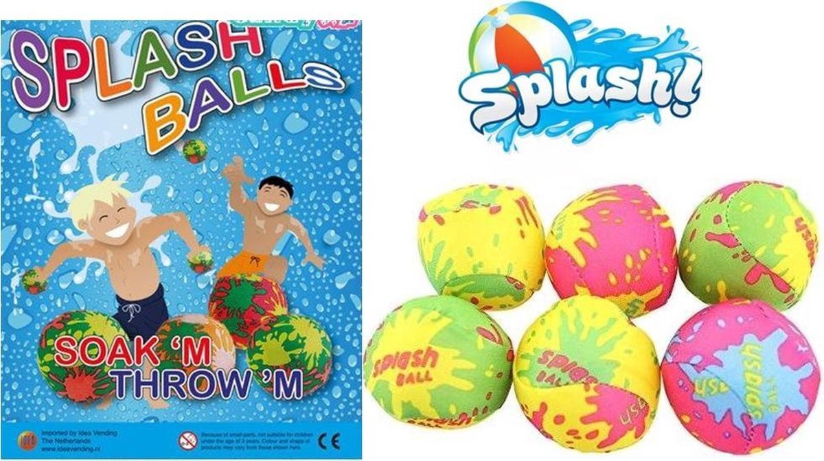 Jono Toys splash bal voor in zwembad zee - 5 Cm - 6 Stuks