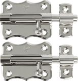 AMIG schuifslot/plaatgrendel - 2x - staal - 4 x 3.8 cm - vernikkeld - zilver - deur - poort