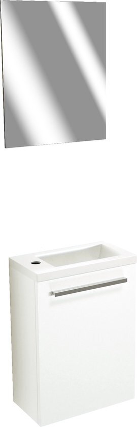 SANYone Roxy zwevend toiletmeubel 40 x 22 cm wit met Roxy wastafel in glanzend composiet marmer