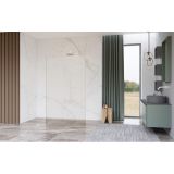 Fortifura Galeria Vrijstaande Inloopdouche - 160x200cm - glas mat - antikalk - 8mm veiligheidsglas - wandsteunen - wit mat
