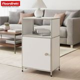 FLOORDIREKT Metalen Rek Concept Epure MK-040 - Opbergrek Met 3 Verdiepingen Deur & Legplanken - 40 x 65 x 40 cm - Wit