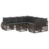 vidaXL Tuinbank Set 9 stuks Grijs Poly Rattan