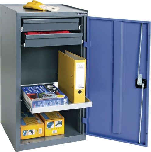 Promat/Tecwerk Gereedschaps-/bijzetkast | H1000xB500xD500 mm | 2 laden, 1 vloer | antracietgrijs/duifblauw NCS - 9000425932