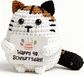 Chat fait main avec une plaque "Joyeux 40e anniversaire, moustache !", 7 cm
