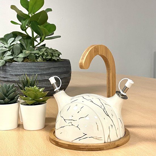 mirac Porselein menage set wit / goud marmer design