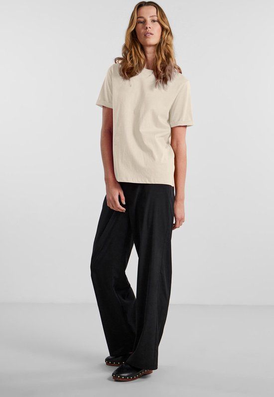 Pieces Pcria Ss Fold Up Solid Tee Noos Bc - Ecru - XS