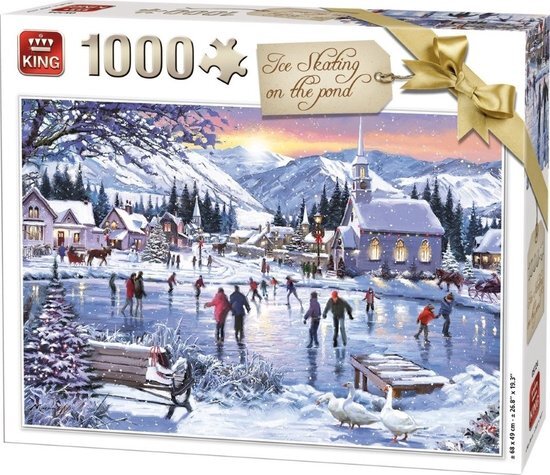 King International Puzzel 1000 Stukjes 68 x 49 cm Schaatsen Legpuzzel Winter