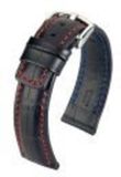 Hirsch Hirsh Grand Duke Zwart Rood Stiksel Leer 18mm Horlogeband