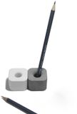 Anaan Tandenborstelhouder Tandenborstelstandaard en pennenhouder Penstandaard Borstelstandaard van beton Ontwerp Geometrische decoratieve industriële badkameraccessoires (set van 2 ronde hoeken wit en grijs)