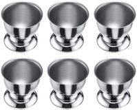 Westmark Set van 6 eierdopjes, met voet, stapelbaar, ø 5 cm, roestvrij staal, zilver