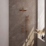 Brauer Copper Edition Thermostatische Regendoucheset Inbouw - Hoofddouche 30 cm - Rechte Wandarm - Handdouche Staaf - Doucheslang - Geintegreerde Glijstang