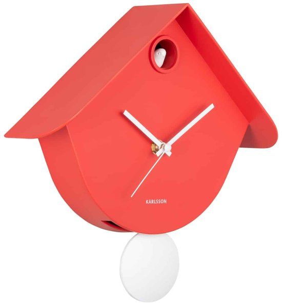 Karlsson Wandklok Cool Retro - Helderrood