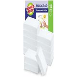 Scotch-Brite Magic Easy Eraser Spons, melamine reiniger, voordeelverpakking van 12 pads, verwijdert vlekken van muren, schoenen, gootstenen en meer zonder chemicaliën, wit