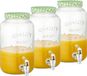 CEPEWA Set van 3x stuks glazen drankdispensers/limonadetap met groen/wit geblokte dop 3,5 liter - Tapkraantje