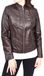 Veste de moto en cuir pour femme - Avec 4 poches et fermeture éclair marron
