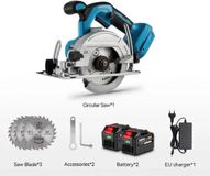 Merkloos Cirkelzaag - Mini Cirkelzaag - Ronde Zaag - Elektrische Cirkelzaag - Draadloos - 11000Rmp - 2x Accu - Met Accessoires - 125mm - 45mm