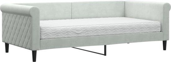 vidaXL Slaapbank met Matras - 90x190 cm - Fluweel - Lichtgrijs