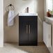 Hudson Reed Cluo Collectie meuble de lavabo noir gris 50cm avec lavabo | poignées en bronze brossé