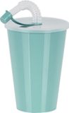 Juypal Hogar Juypal Drinkbeker met deksel en rietje - Lichtgroen - Kunststof - 450 ml