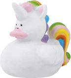 Krüger & Gregoriades Badeendje Eenhoorn - regenboogkleuren - rubber - 7 cm