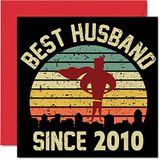 16e verjaardagskaart voor echtgenoot van vrouw, beste echtgenoot sinds 2010 | I Love You Gifts, Gelukkige 16e huwelijksverjaardag kaarten voor partner, 145mm wenskaarten jubilea