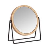 Amazon Basics Cosmeticaspiegel, rond, tafelmodel, met bamboeframe, vergroting van 1x/5x, 18,3 x 7,3 x 20,7 cm, zwart