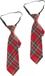Sans marque 2x pièces cravate fantaisie - rouge - à carreaux - 30 cm - polyester - adultes