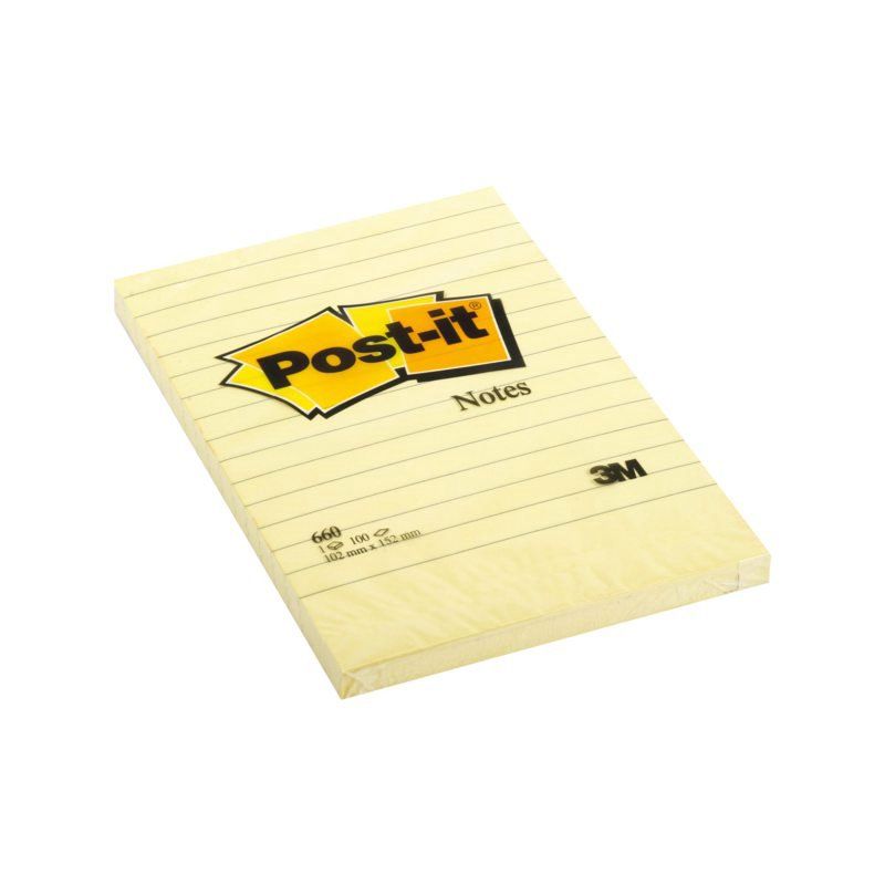 Post-it Memoblok 660 152x102mm geel gelijnd