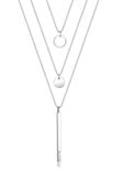 Elli Ketting Circle Geo Layer Geo Swarovski® Kristallen 925 Sterling Zilver