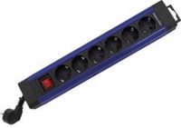 REV 0014612213 Stekkerdoos met schakelaar 6-voudig Blauw, Zwart