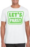 Bellatio Decorations Verkleed shirt voor heren - lets party - wit - glitter - carnaval/themafeest XL