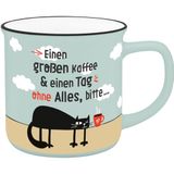 Becher Sheepworld Becher in Emailloptik "Einen großen Kaffee & einen Tag ohne Alles, bitte..."