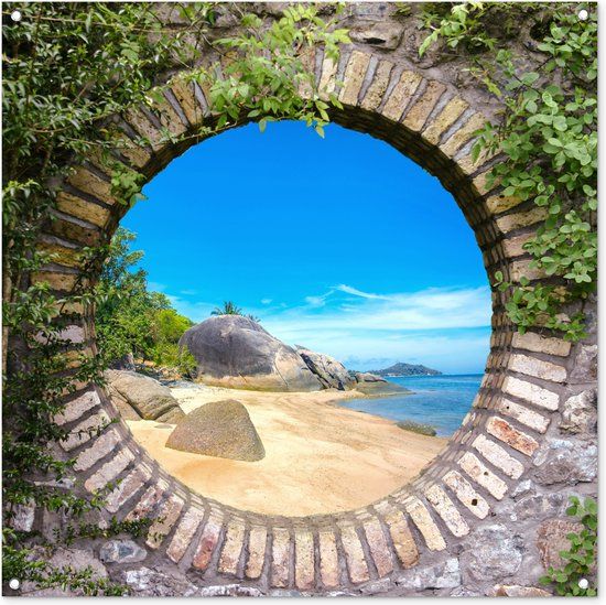 GreatGardenPosters Tuinposter Tropical Doorkijk 100x100 cm - Buitenposter - PVC/Kunststof