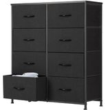 Sweetcrispy Commode met stoffen laden, sideboard met 8 stoffen laden, ladekast, organisatiemeubel voor keuken, kantoor, hal, tv-kast met laden, zwart