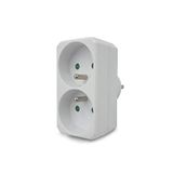 Velamp ADAT-FR-1-2-polige stopcontacten met aarde, 2 uitgangen voor – 16 A, wit
