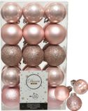 Decoris Boules de Noël - 44 pièces - Rose clair - Plastique - 3 et 6 cm