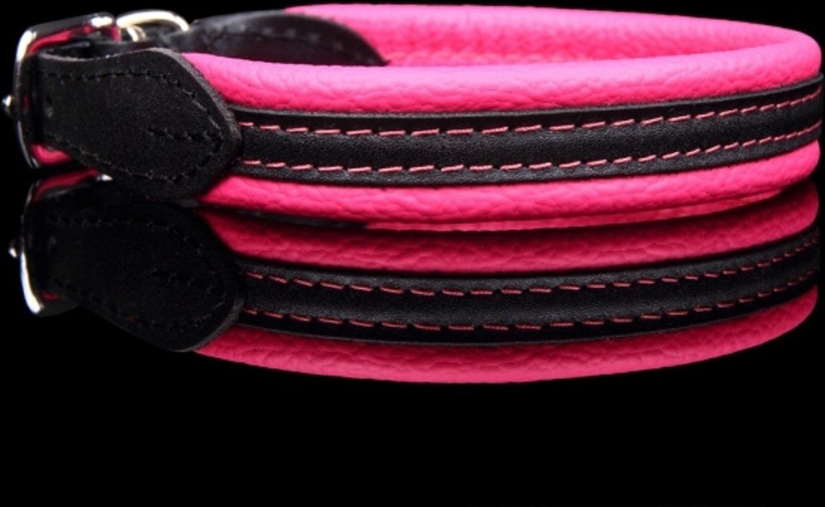 Dog's Companion Â® - Leren Halsband - Soft/Duo - 49-52 cm x 20 mm - Roze