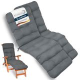 Beautissu 2x Deckchair Kussen 200x50x8 cm - Ligstoelkussen Antraciet - Matraskussen voor Hangmatten en tuin-/terrasstoelen - Flair DC
